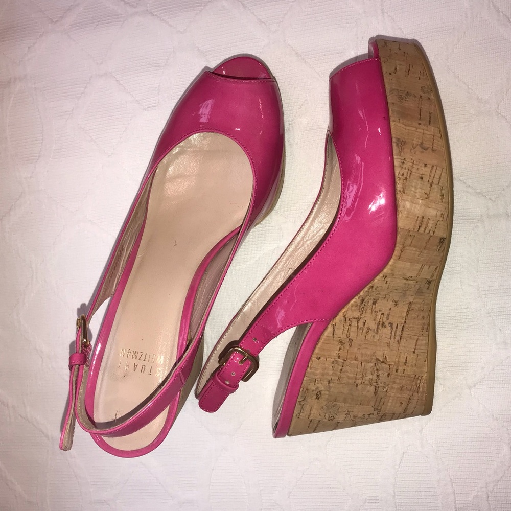 Stuart Weitzman Jean Patent Leather Wedge (7.5)